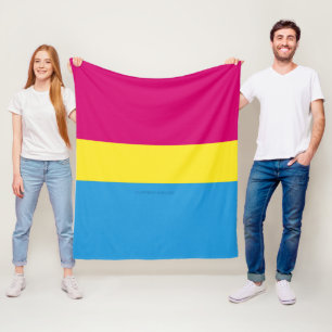 SlipperyJoe pansexual pride flag pink amber and cy Fleece Blanket