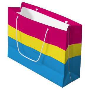 SlipperyJoe pansexual pride flag pink amber and cy Large Gift Bag
