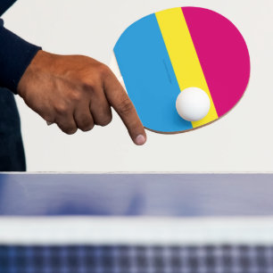 SlipperyJoe pansexual pride flag pink amber and cy Ping Pong Paddle