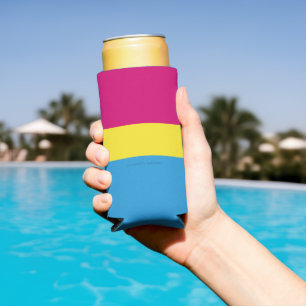 SlipperyJoe pansexual pride flag pink amber and cy Seltzer Can Cooler