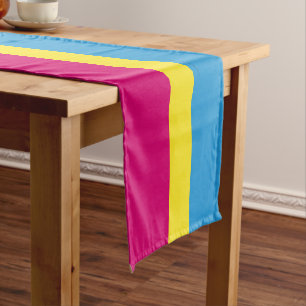 SlipperyJoe pansexual pride flag pink amber and cy Short Table Runner