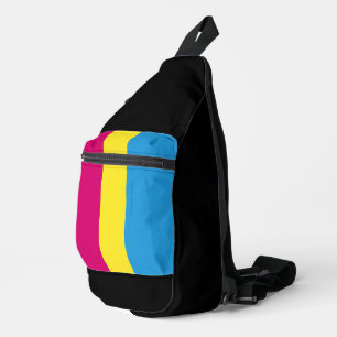 SlipperyJoe pansexual pride flag pink amber and cy Sling Bag