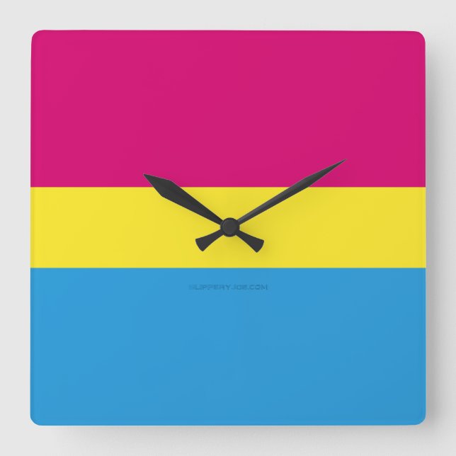 SlipperyJoe pansexual pride flag pink amber and cy Square Wall Clock (Front)