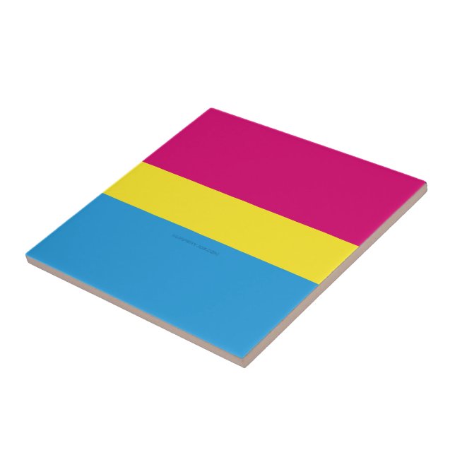 SlipperyJoe pansexual pride flag pink amber and cy Tile (Side)
