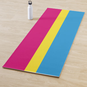 SlipperyJoe pansexual pride flag pink amber and cy Yoga Mat