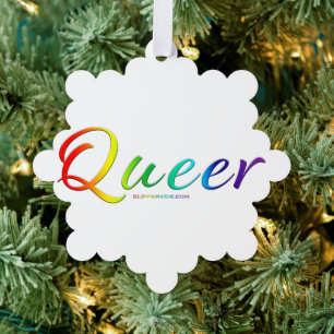 SlipperyJoe queer pride colours bold and celebrato Tree Decoration Card