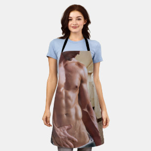 SlipperyJoe shirtless muscular man sixpack abs fit Apron