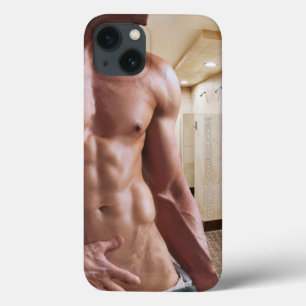SlipperyJoe shirtless muscular man sixpack abs fit iPhone 13 Case