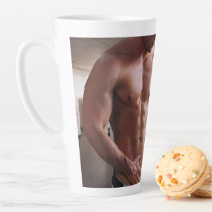 SlipperyJoe shirtless muscular man sixpack abs fit Latte Mug