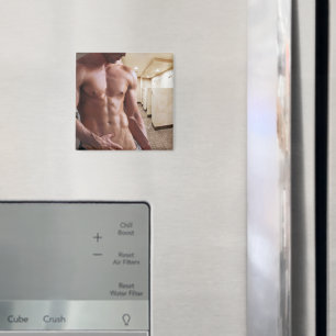 SlipperyJoe shirtless muscular man sixpack abs fit Magnet