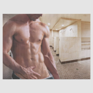 SlipperyJoe shirtless muscular man sixpack abs fit Tissue Paper