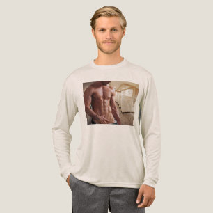 SlipperyJoe shirtless muscular man sixpack abs fit Tri-Blend Shirt