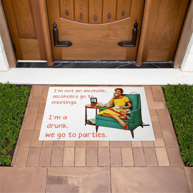 SlipperyJoe socialising drinking party vintage wom Doormat (Outdoor)