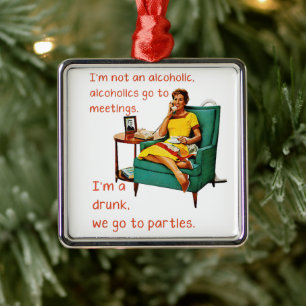 SlipperyJoe socialising drinking party vintage wom Metal Tree Decoration