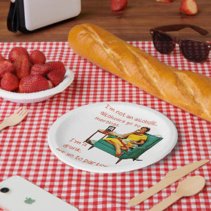 SlipperyJoe socialising drinking party vintage wom Paper Plate