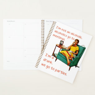 SlipperyJoe socialising drinking party vintage wom Planner