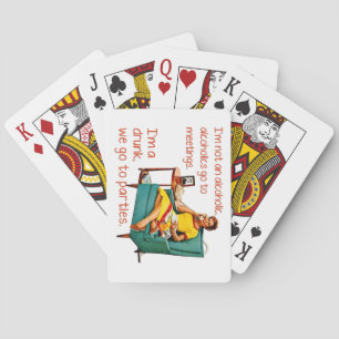 SlipperyJoe socialising drinking party vintage wom Playing Cards