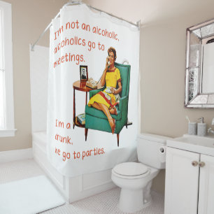 SlipperyJoe socialising drinking party vintage wom Shower Curtain