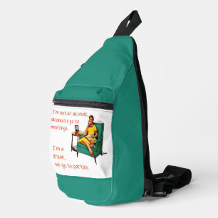 SlipperyJoe socialising drinking party vintage wom Sling Bag