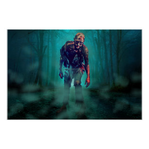 SlipperyJoe terrifying zombie figure isolated omin Poster