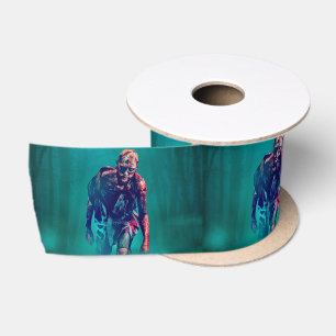 SlipperyJoe terrifying zombie figure isolated omin Satin Ribbon