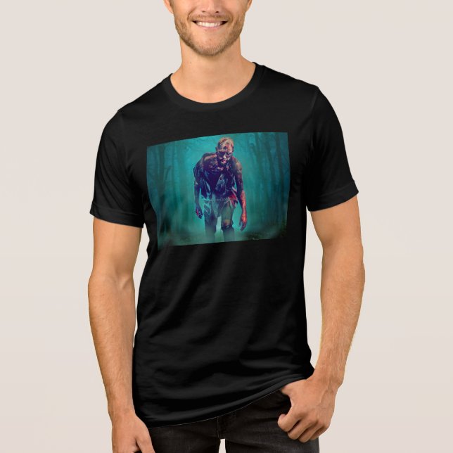 SlipperyJoe terrifying zombie figure isolated omin Tri-Blend Shirt (Front)