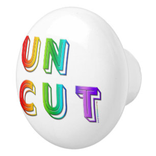 SlipperyJoe uncut vibrant lively neon rainbow ener Ceramic Knob