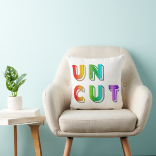 SlipperyJoe uncut vibrant lively neon rainbow ener Cushion