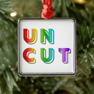 SlipperyJoe uncut vibrant lively neon rainbow ener Metal Tree Decoration