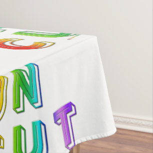 SlipperyJoe uncut vibrant lively neon rainbow ener Tablecloth