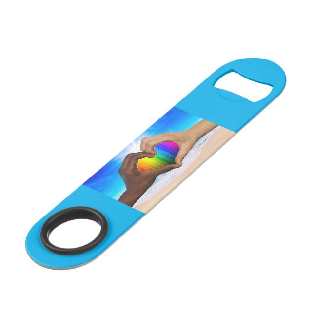 SlipperyJoe vivid rainbow gradient heart interraci (Front Angled)