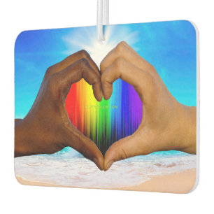 SlipperyJoe vivid rainbow gradient heart interraci Car Air Freshener