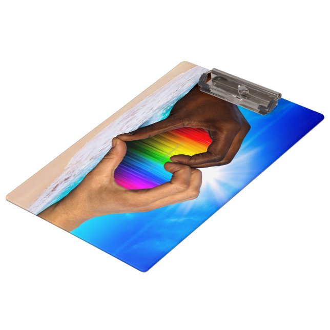 SlipperyJoe vivid rainbow gradient heart interraci Clipboard (Angled)