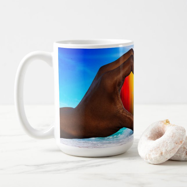 SlipperyJoe vivid rainbow gradient heart interraci Coffee Mug (With Donut)