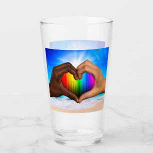 SlipperyJoe vivid rainbow gradient heart interraci Glass