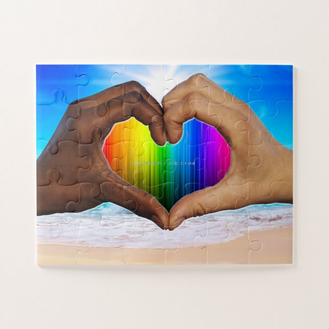 SlipperyJoe vivid rainbow gradient heart interraci Jigsaw Puzzle (Horizontal)