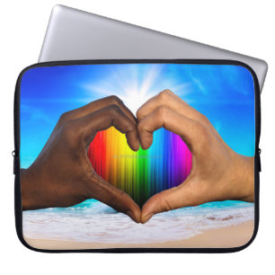 SlipperyJoe vivid rainbow gradient heart interraci Laptop Sleeve