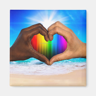 SlipperyJoe vivid rainbow gradient heart interraci Magnet