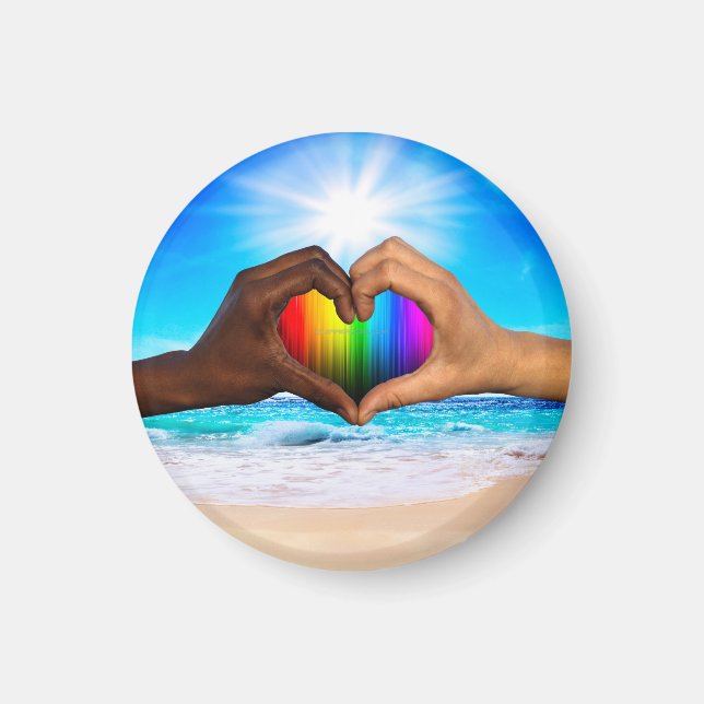 SlipperyJoe vivid rainbow gradient heart interraci Magnet (Front)