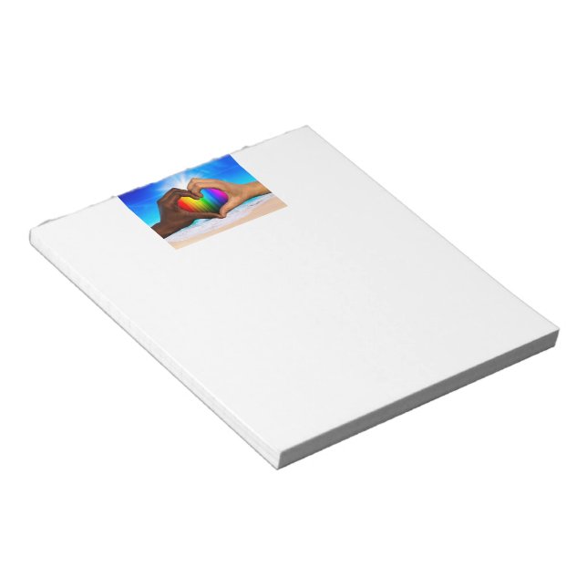 SlipperyJoe vivid rainbow gradient heart interraci Notepad (Angled)