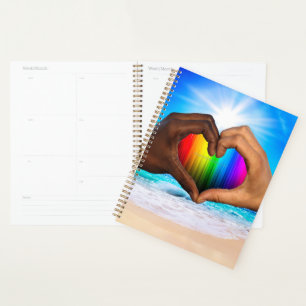 SlipperyJoe vivid rainbow gradient heart interraci Planner