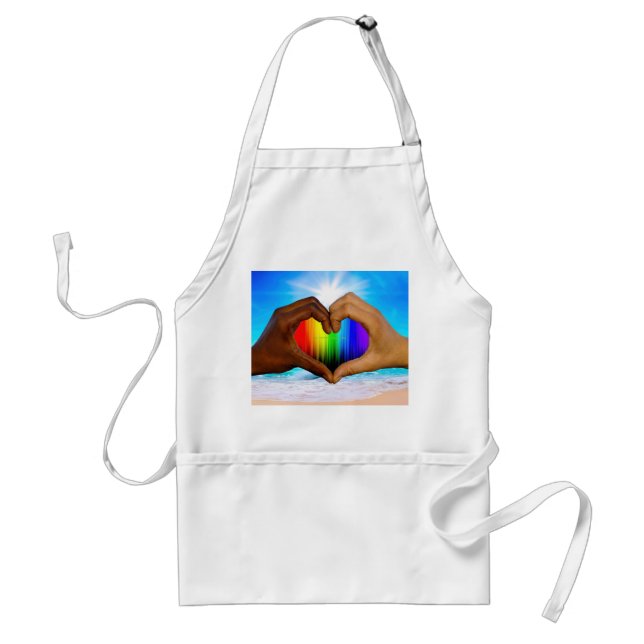 SlipperyJoe vivid rainbow gradient heart interraci Standard Apron (Front)