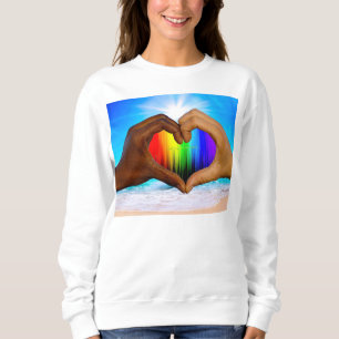 SlipperyJoe vivid rainbow gradient heart interraci Sweatshirt