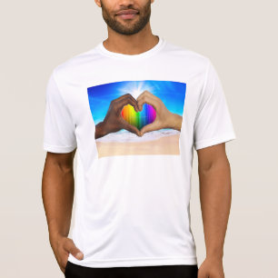 SlipperyJoe vivid rainbow gradient heart interraci T-Shirt