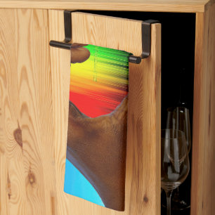 SlipperyJoe vivid rainbow gradient heart interraci Tea Towel