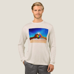 SlipperyJoe vivid rainbow gradient heart interraci Tri-Blend Shirt