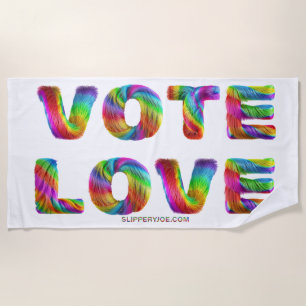 SlipperyJoe vote love equality rainbow-coloured fu Beach Towel