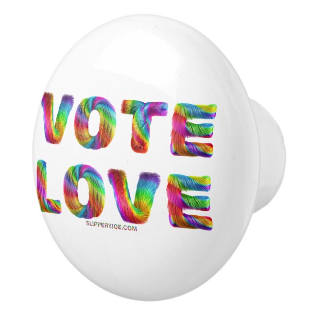 SlipperyJoe vote love equality rainbow-coloured fu Ceramic Knob (Right)