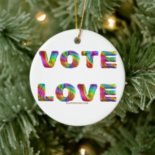SlipperyJoe vote love equality rainbow-coloured fu Ceramic Tree Decoration
