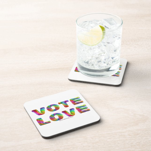SlipperyJoe vote love equality rainbow-coloured fu Coaster (Right Side)